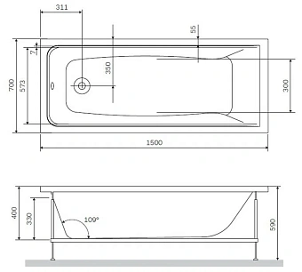 Каркас под ванную AM-PM Gem W90A-150-070W-R 144,4см