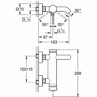 Смеситель для ванны GROHE Essence New 33624001 хром