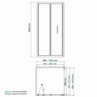 Угловое ограждение WASSERKRAFT Weser 78F19 200х100см стекло прозрачное