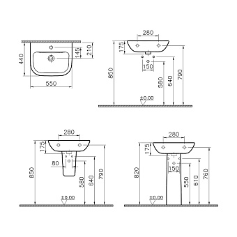 Раковина подвесная VITRA S20 5502B003-0001 55х17,5см