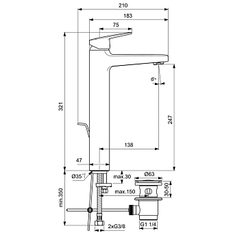 Смеситель для раковины IDEAL STANDARD CERAPLAN BD238AA chrome