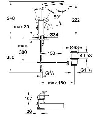 Смеситель для раковины GROHE Eurocube 2313500E хром