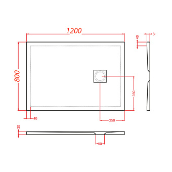 Душевой поддон ArtCeram Lapis PDR026 17 120х80см
