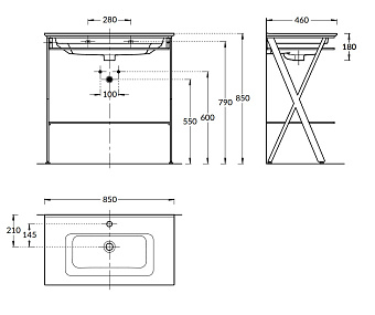 Консоль под раковину KERAMA MARAZZI Piano Next PIA.N.85.BLK чёрный матовый
