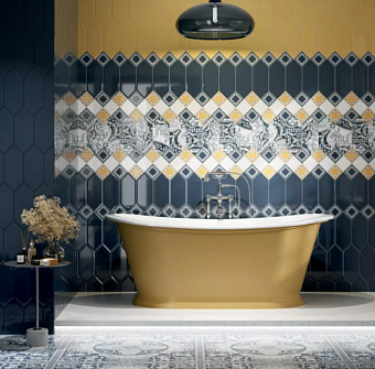 Настенная плитка KERAMA MARAZZI Алмаш 35019 грань жёлтый 34х14см 0,709кв.м. глянцевая