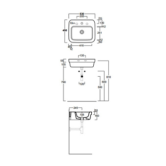 Раковина подвесная SIMAS Evolution EVO15nero*1 53х45см