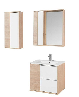 Шкаф подвесной Акватон Бостон 1A239903BN010 24х40х85см белый глянцевый/дуб эврика