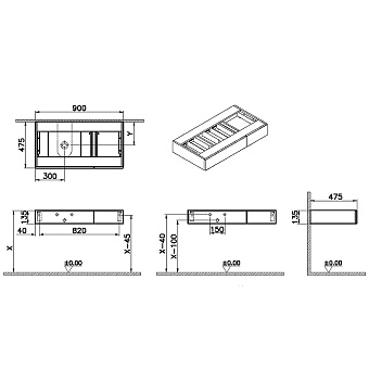 Тумба под раковину подвесная VITRA Origin 65674 47,5х90х13,5см
