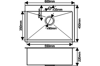 Мойка кухонная MELANA ProfLine D6045H 60х45см сатин
