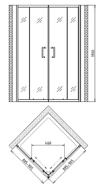 Угловое ограждение Gemy Victoria S30172M 190х90см стекло матовое