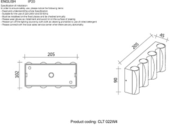 Бра CRYSTAL LUX CLT 022 CLT 022W4 BL 4000K 6Вт LED