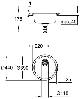 Мойка кухонная GROHE K200 31720SD0 44х44см нержавеющая сталь