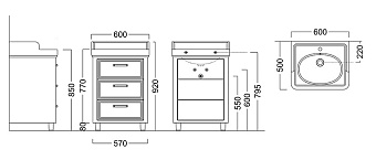 Тумба под раковину напольная KERAMA MARAZZI Pompei PO.60.3-WHT 50х60х92см