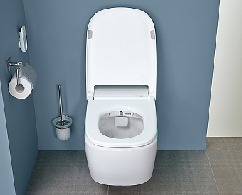 Унитаз подвесной VITRA V-Care 5674B003-6194 безободковый с микролифтом