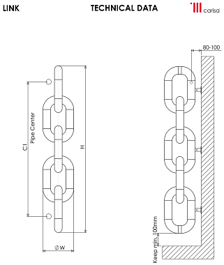 Полотенцесушитель Carisa LINK LINK 0240183507MRP полированная нержавеющая сталь