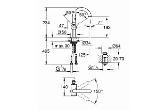 Смеситель для раковины GROHE Atrio New 32043AL3 чёрный