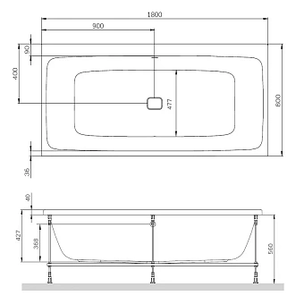 Ванна акриловая AM-PM Func W84A-180-080W-A 180х80см пристенная