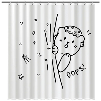 Шторка для ванной FIXSEN Teddy FX-2505 200х180см Белый/чёрный