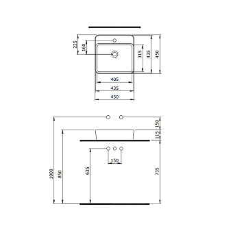 Раковина накладная BERGES Ego SL 182074 45х45см