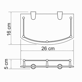 Полка в ванную округлая WASSERKRAFT K-588 1-ярусная 16х26см хром