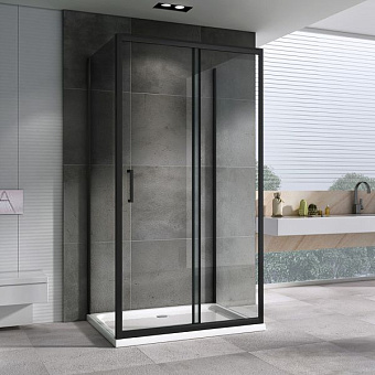 Угловое ограждение Abber Schwarzer Diamant AG30170B-S85B-S85B 195х85см стекло прозрачное