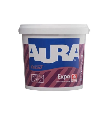 Краска для минеральных поверхностей фасадная AURA Экспо Белый основа A 2,7л