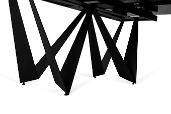 Кухонный стол раскладной AERO 100х200х76см закаленное стекло/керамика/сталь Carbon