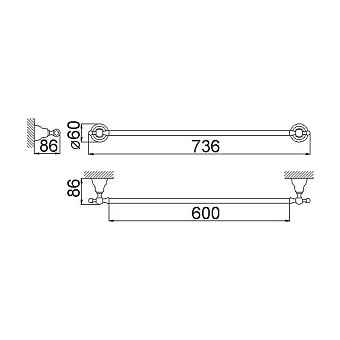 Полотенцедержатель Huber Croisette 4014.01H.BA бронза 60см
