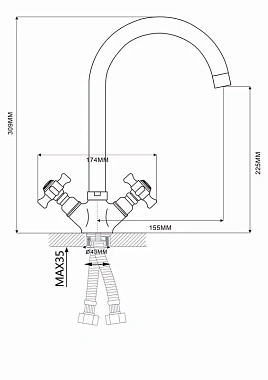 Смеситель для кухни Maxonor MN4624 поворотный излив хром