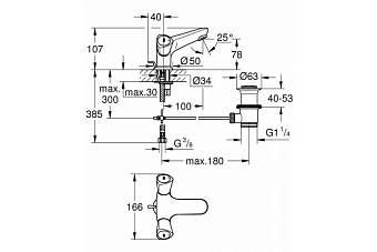 Смеситель для раковины GROHE Costa S 21255001 хром