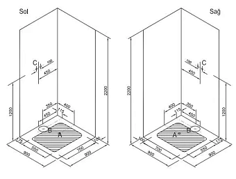 Угловое ограждение VITRA Zest 56930023000 220х90см стекло прозрачное