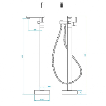 Смеситель для ванны RGW Shower Panels 511405350-04 SP-350B чёрный