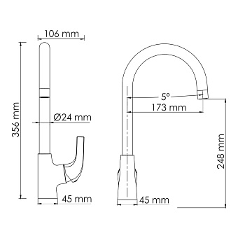 Смеситель для кухни WASSERKRAFT Sauer 7107 поворотный излив золото