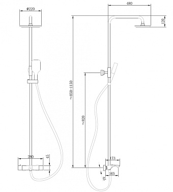 Душевая система Abber Thermostat AF8516B чёрный матовый