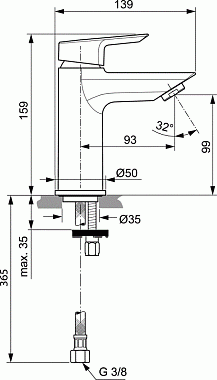 Смеситель для раковины IDEAL STANDARD TESI A6559AA хром