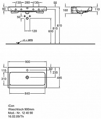 Раковина мебельная GEBERIT iCon 124090000 90х49см