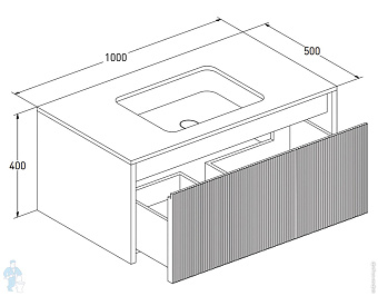 Тумба под раковину подвесная SALINI DOMINO 27D110F 100х50х40см
