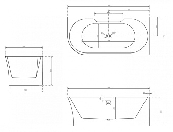 Ванна акриловая Abber AB9335-1.7 R 170х78см пристенная