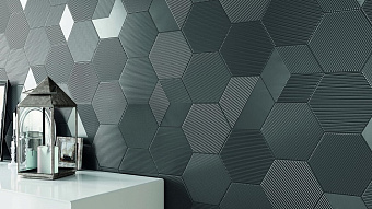 Настенная плитка WOW Metallic Edition 118558 Mini Hexa Canale Steel. 15х17,3см 0,578кв.м. глянцевая