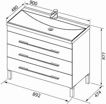 Тумба с раковиной AQUANET Верона 287674 48х90,2х87,2см