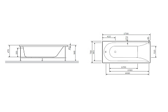 Ванна акриловая AM-PM Spirit W72A-170-070W-A2 170х70см пристенная