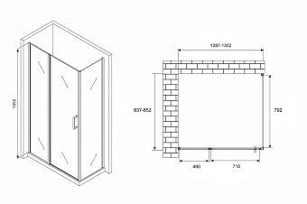 Угловое ограждение Abber Sonnenstrand AG04130S-S85 195х85см стекло прозрачное