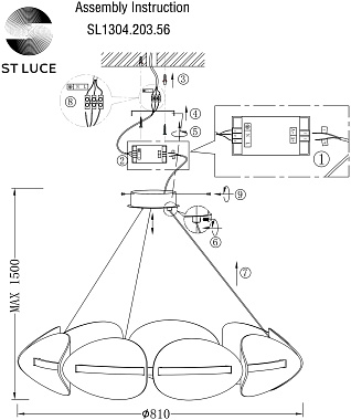 Люстра подвесная ST Luce ETOILE SL1304.203.56 56Вт 1 лампочек LED