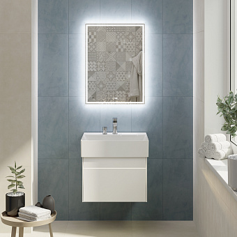 Тумба под раковину подвесная KERAMA MARAZZI Logica LO.60.2.WHT с подсветкой 46х60,5х40,3см