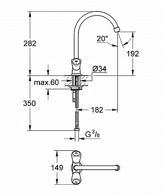 Смеситель для кухни GROHE Costa L 31819001 высокий излив хром