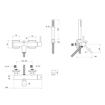Смеситель для ванны Bongio T-Square 52526CR0DPR хром