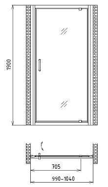 Душевая дверь Gemy Sunny Bay S28160 190х100см стекло прозрачное