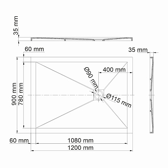Душевой поддон WASSERKRAFT Aller 10T07 90х120см