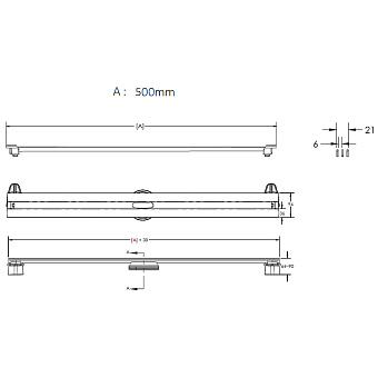Щелевой душевой трап BERGES SUPER Slim 090078 500 53х12,5см вертикальный сток