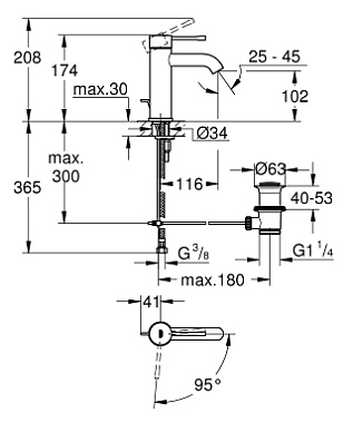 Смеситель для раковины GROHE Essence New 23591001 хром